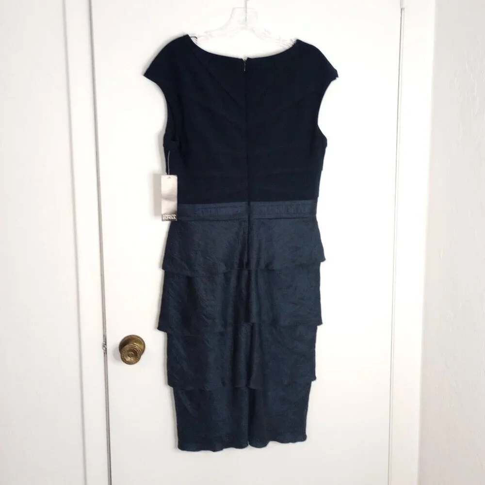 Adrianna Papell Midnight Navy Blue Tiered Ruffle Cocktail Dress - Picture 7 of 11